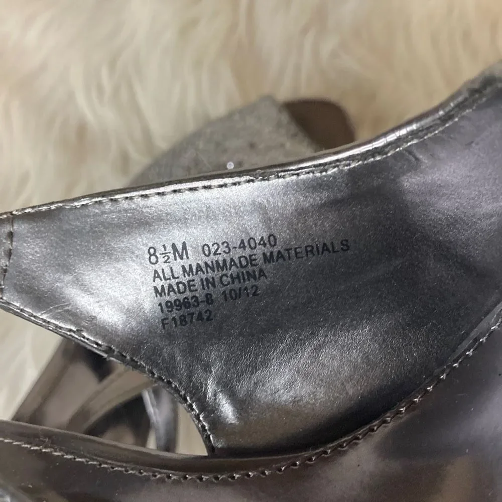 Silver Metallic Peep-Toe Slingback High Heels